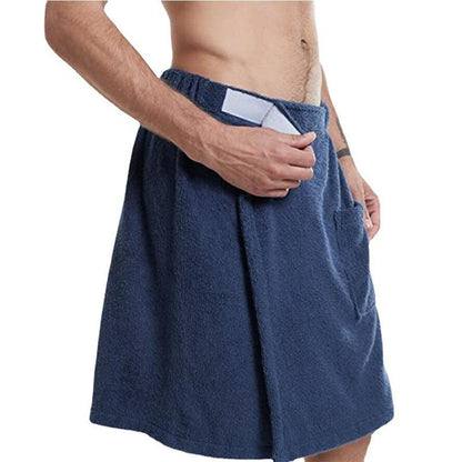Herren Bademantel Frottee Weich mit Taschen und Verstellbund
