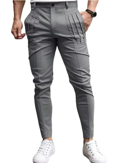 Herren Slim Fit Hosen Mit Falten Und Vielen Taschen