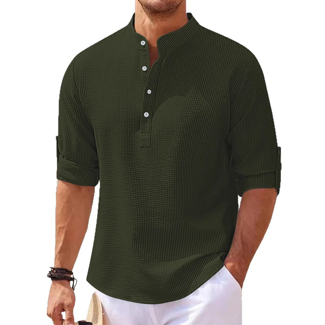Herren Henley-Shirt Lässig Strukturiert Modern