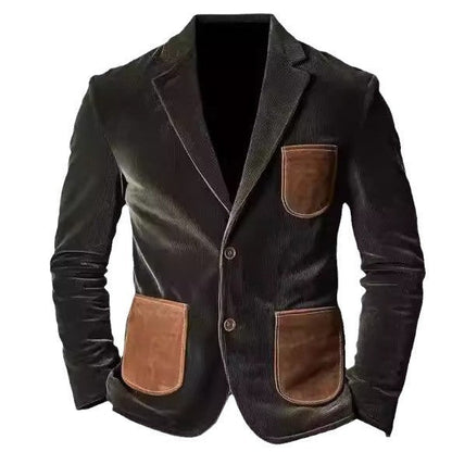 Herren Lederjacke Elegante Cordjacke Mit Lederdetails