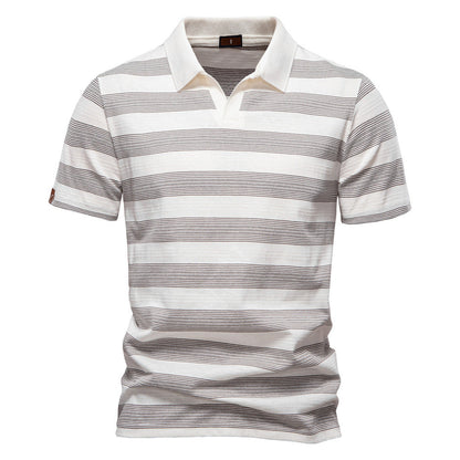 Herren Polo-Shirt Modern V-Ausschnitt Streifenmuster