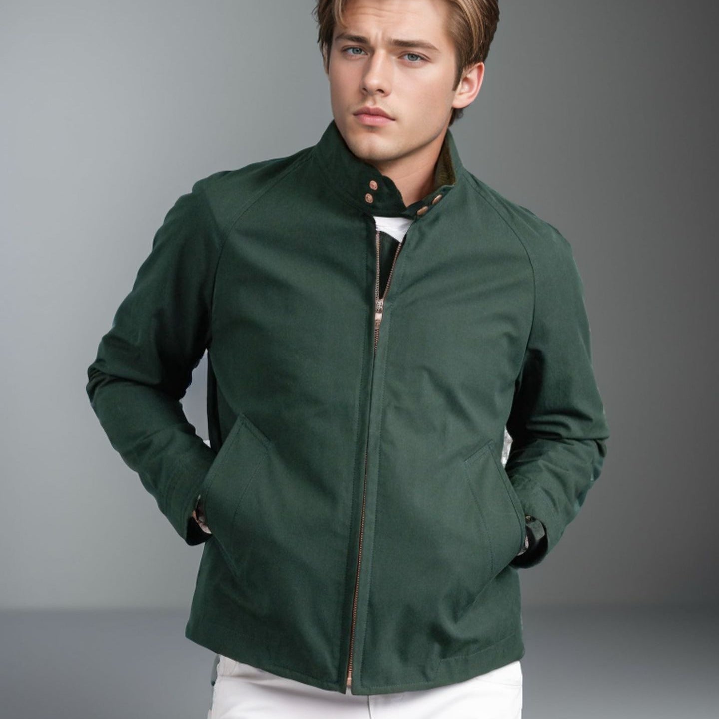 Herren Bomberjacke Modern Stehkragen Schwarz