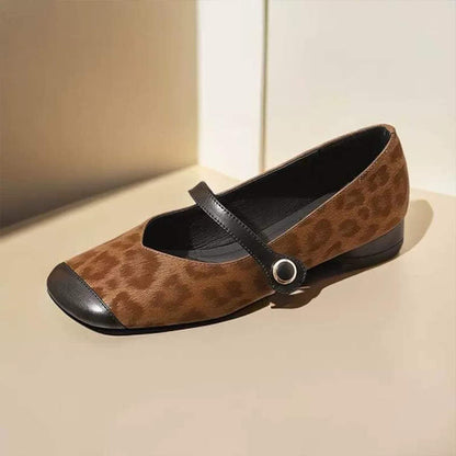 Damen Ballerinas Leopardenmuster Modern mit Riemchen