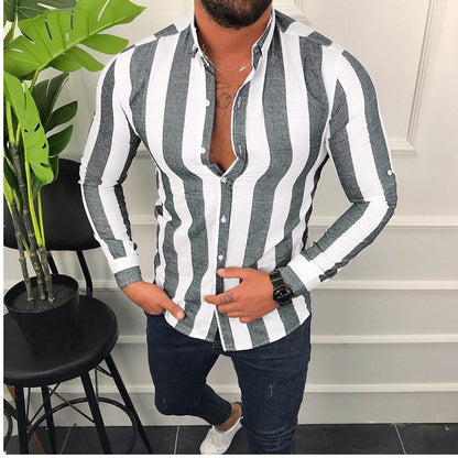 Herren Langarmhemd Streifenmuster Modern Berlin Style - BerlinGlamour