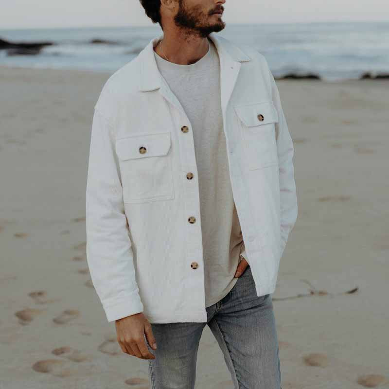Herren Cordjacke Praktisch mit Brusttaschen Grau