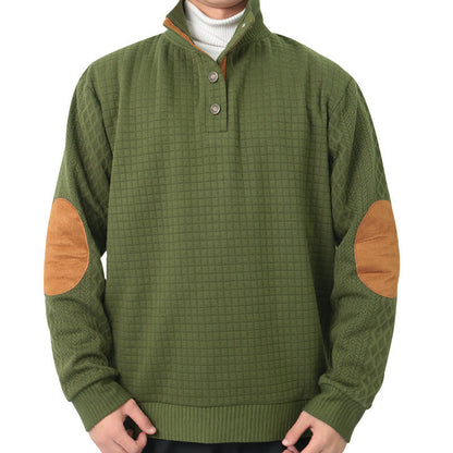 Herren Pullover Stehkragen Leder Modern Style