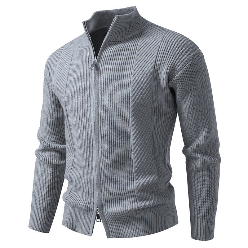 Herren Strickjacke Modern mit Stehkragen und Reißverschluss