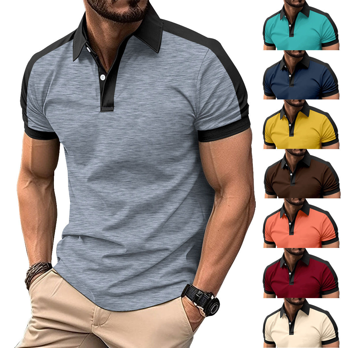 Herren Poloshirt Modern Slim Fit Kontrast Ärmel - BerlinGlamour