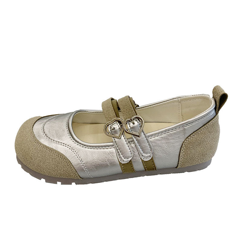 Ballerinas Damen Bequem Herz Schnalle Mode Schuhe