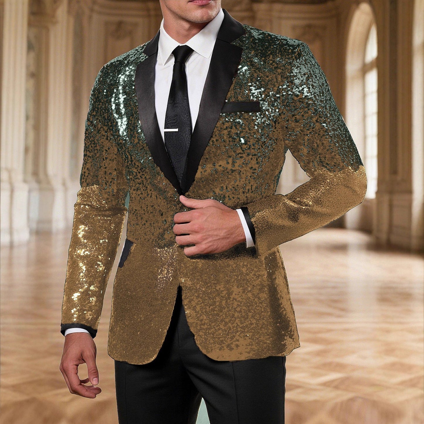 Herren Anzugblazer Elegant Pailletten Luxus Blazer Modern
