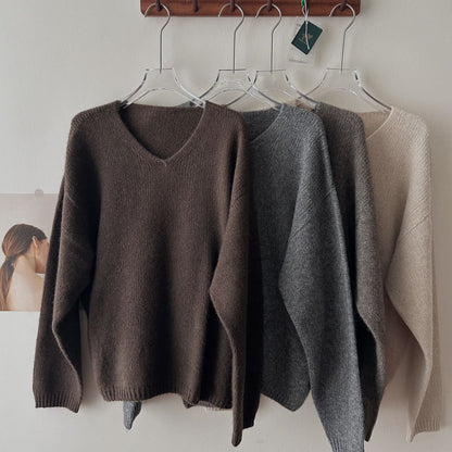 Eleganter V-Ausschnitt Pullover Damen Luxus Qualität