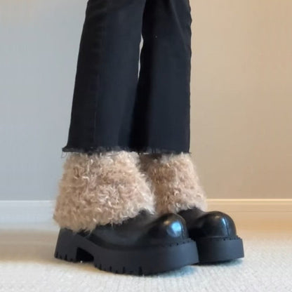 Damen Plateau-Stiefel Flauschig Warm Robust Winterstiefel