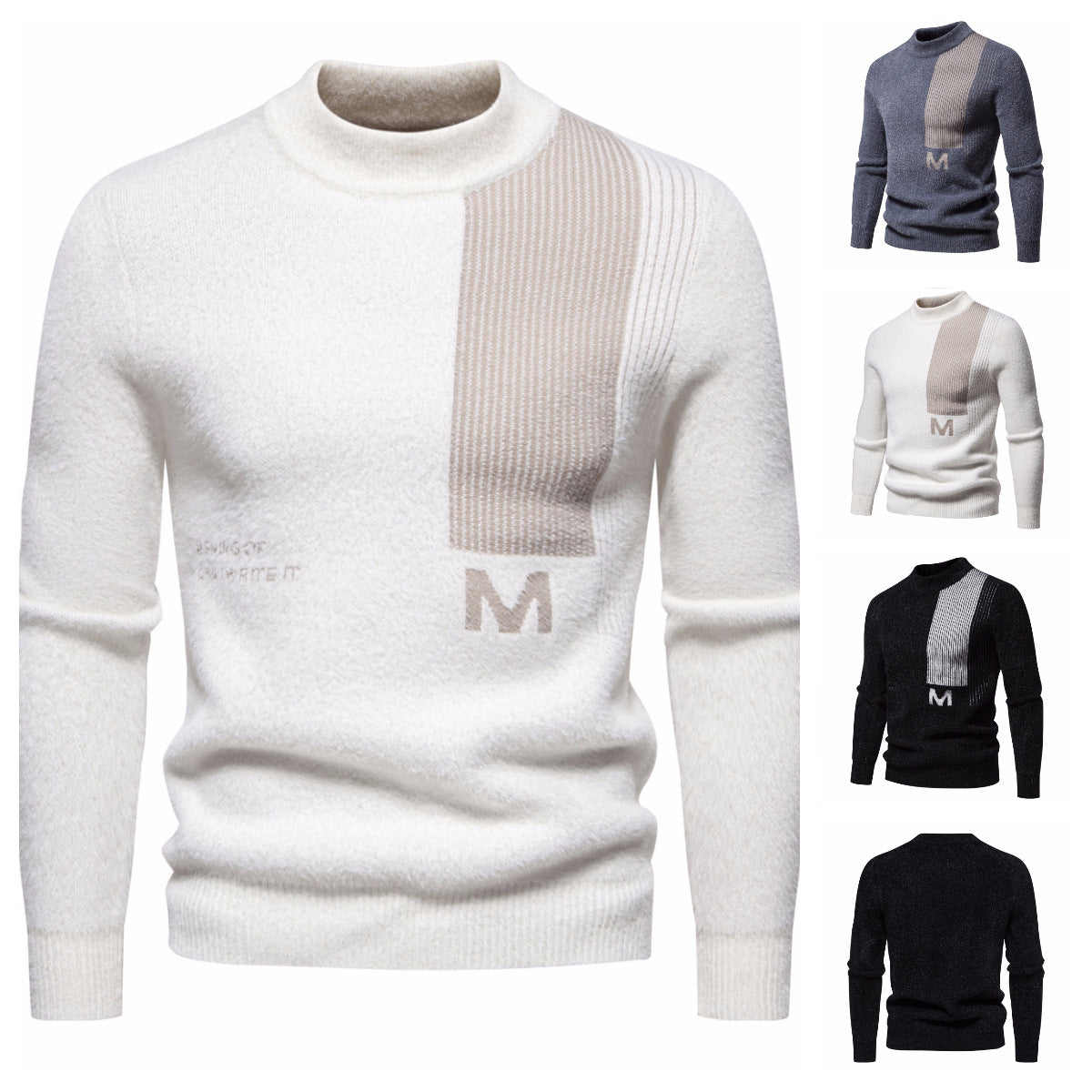 Herren Strickpullover Modern Stehkragen Strukturiert Hochwertig