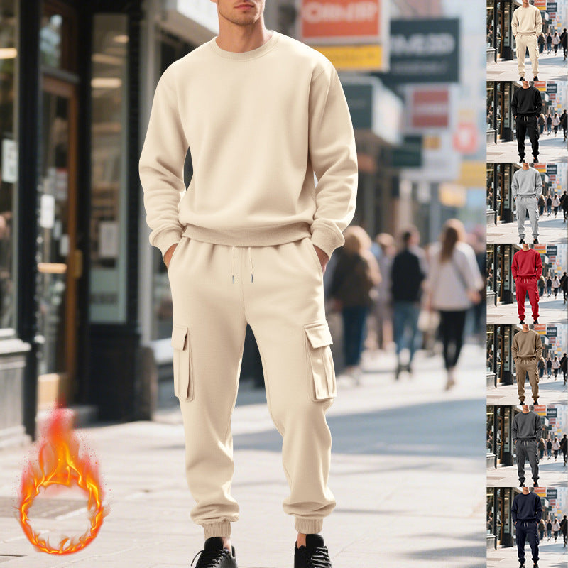 Herren Jogginganzug Lässig Sweatshirt Cargo Hose Grau - BerlinGlamour