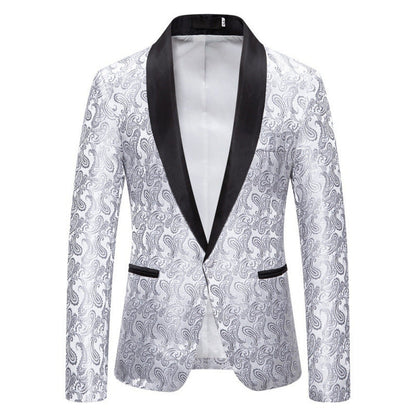 Herren Smokingjacke Elegant mit Muster Schwarz