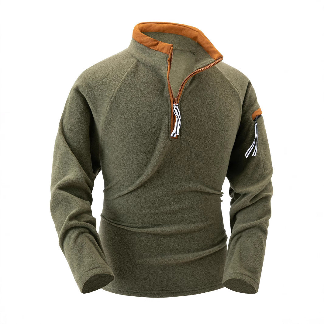 Herren Fleece Pullover Modern Stehkragen Reißverschluss