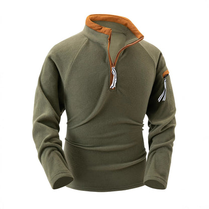 Herren Fleece Pullover Modern Stehkragen Reißverschluss