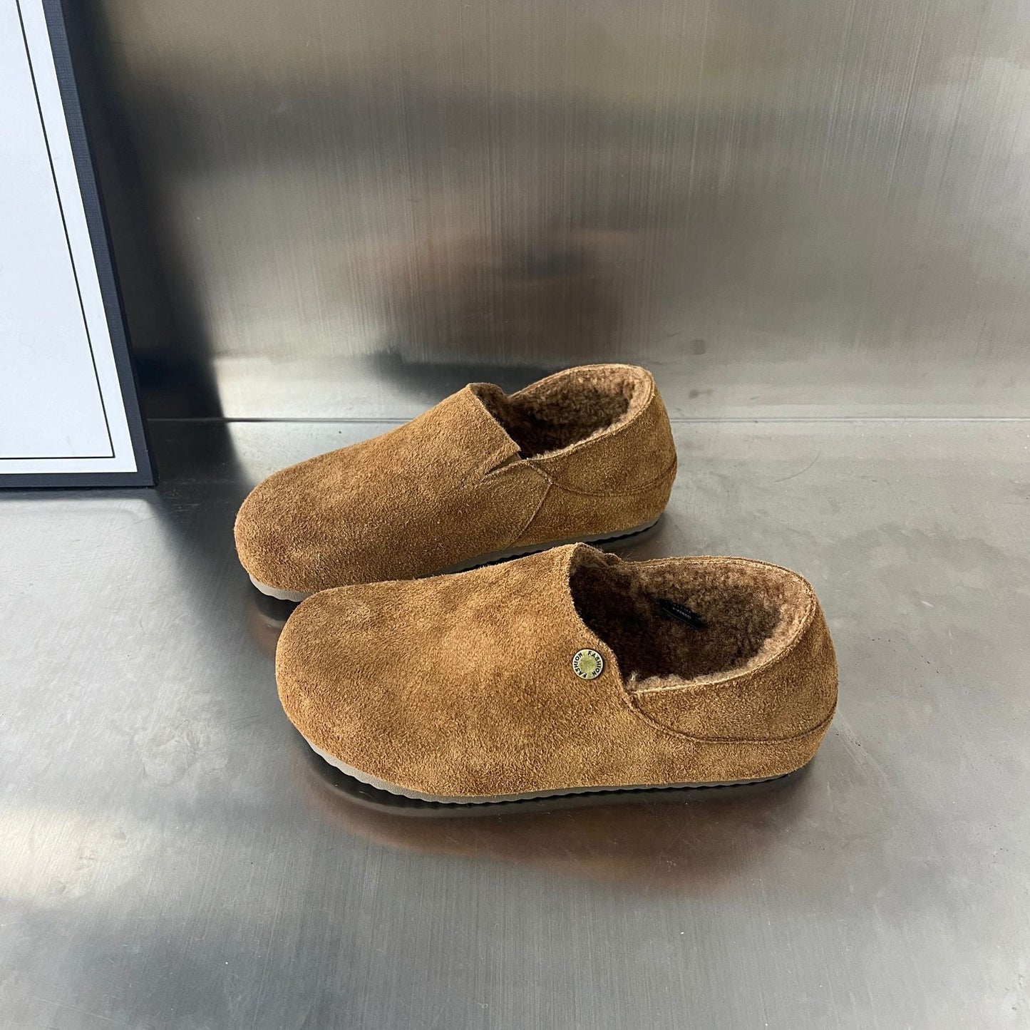 Damen Clogs Wildleder Bequem Kuschelig