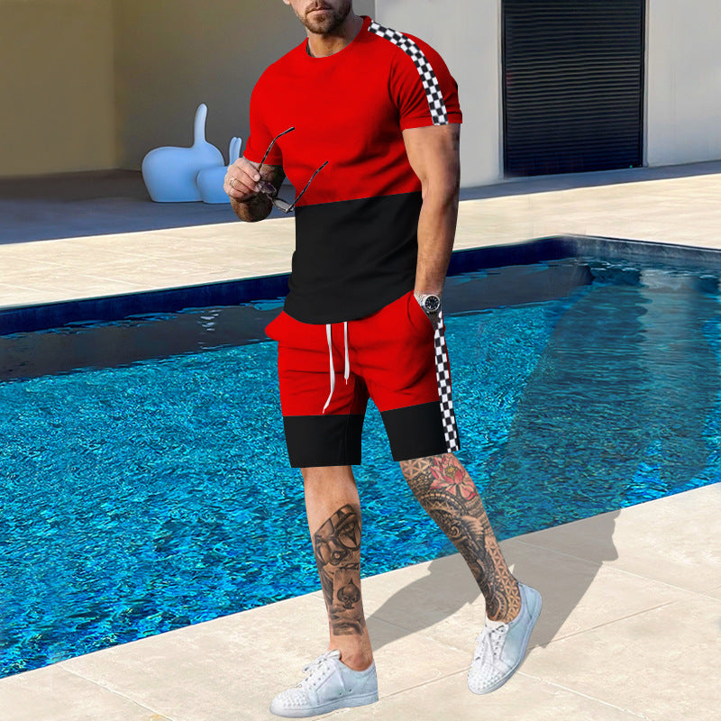 Herren Sportset Kurzarm Kontrastfarben Modern