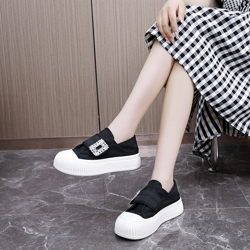 Damen Sneaker Slip-On Schuhe Elegant Schnalle