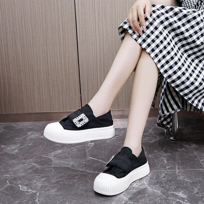 Damen Sneaker Slip-On Schuhe Elegant Schnalle