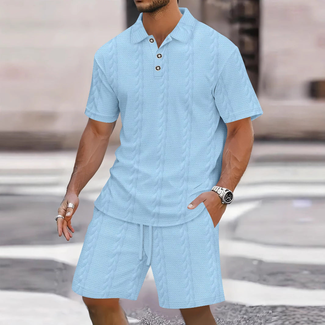 Herren Polohemd Strukturiert mit passender Shorts Sommer - BerlinGlamour