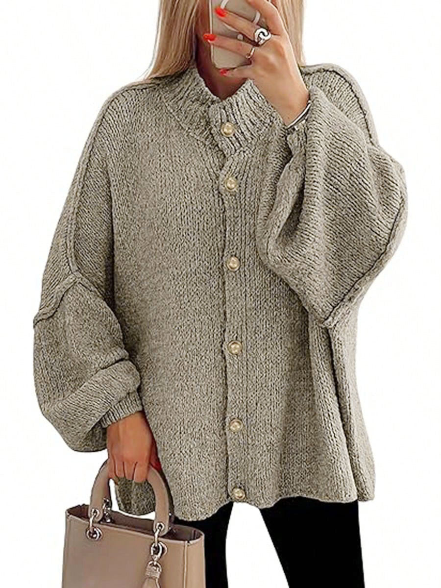 Große Damen Strickjacke Oversized Knopfverschluss