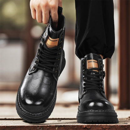 Damen Stiefeletten Robust Reißverschluss Modisch Schwarz