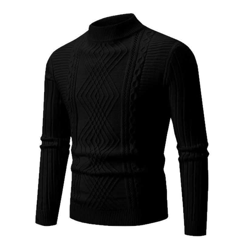 Herren Strickpullover Modern Zopfmuster Eleganter Kragen