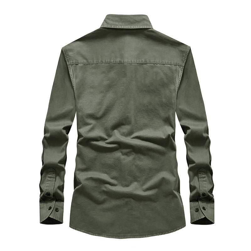 Herren Langarmhemd Lässig mit Brusttaschen Casual Style
