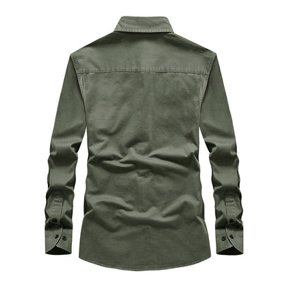 Herren Langarmhemd Lässig mit Brusttaschen Casual Style
