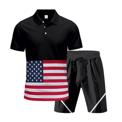 Herren Polo-Shirt Set Sportlich Flaggenmuster Berlin
