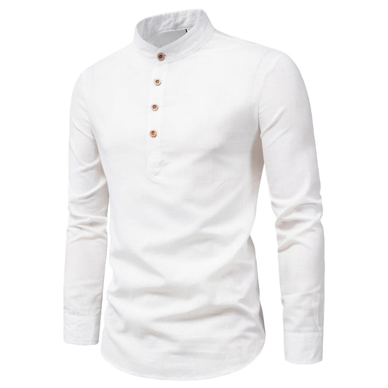 Herren Langarmhemd Stehkragen Elegantes Business Hemd Modern