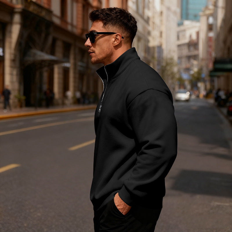 Herren Sweatpullover Hochkragen Reißverschluss Sportlich