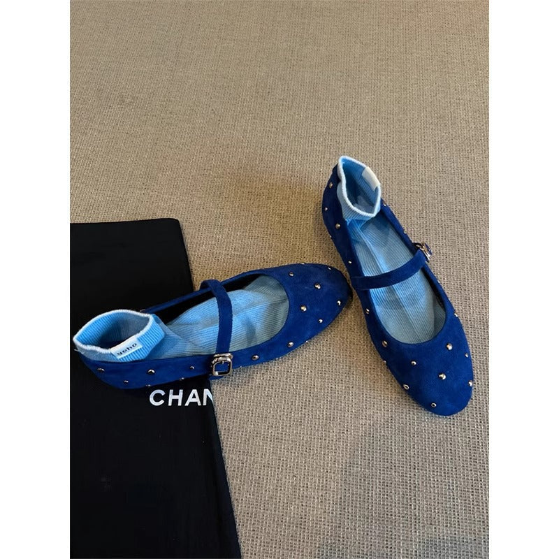 Damen Ballerinas Elegant mit Strass und verstellbarem Riemen