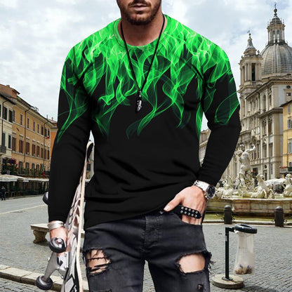 Herren Langarmshirt Flammenmuster Trendy Modern