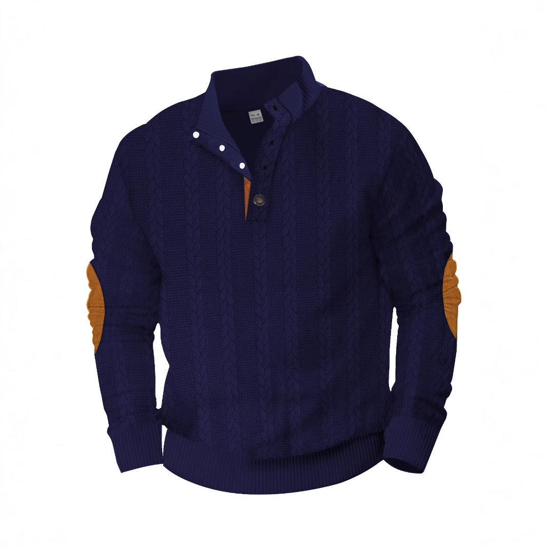Herren Strickpullover Hochkragen Modern Knopfdesign - BerlinGlamour
