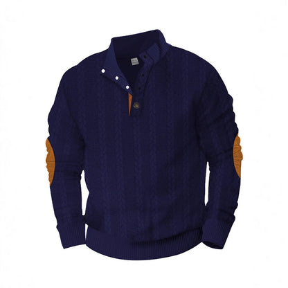 Herren Strickpullover Hochkragen Modern Knopfdesign - BerlinGlamour