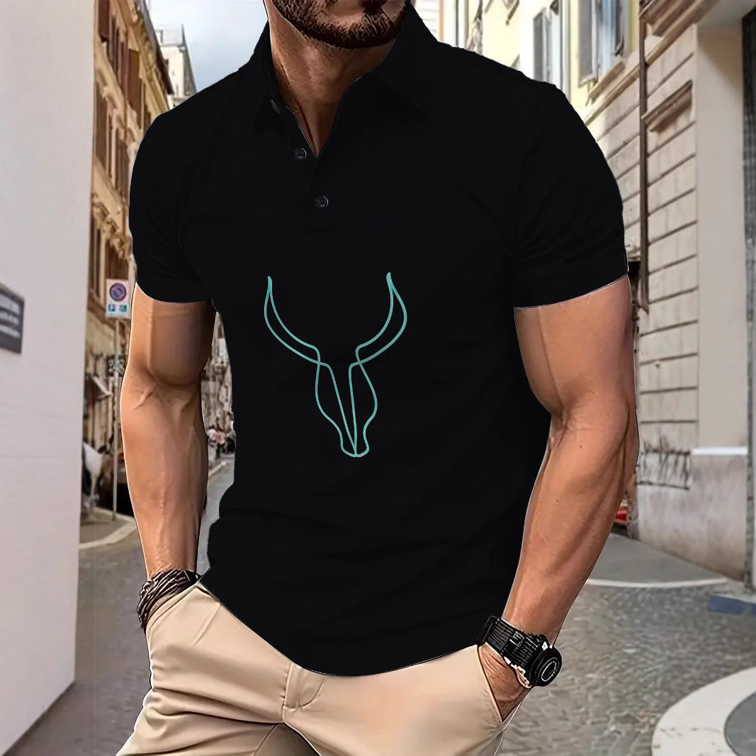 Herren Polohemd Hornmotiv Modern Berlin Style - BerlinGlamour