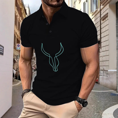 Herren Polohemd Hornmotiv Modern Berlin Style - BerlinGlamour