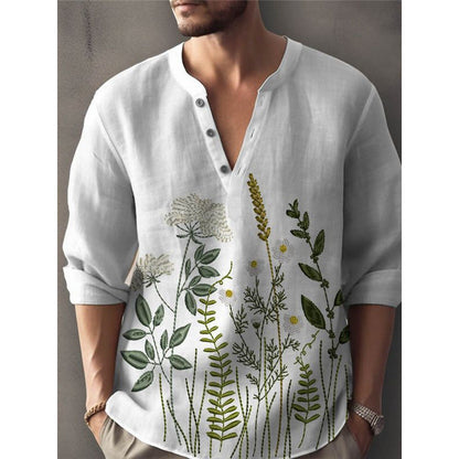 Herren Hemd Elegant Floral Gestickt Modern Slimfit
