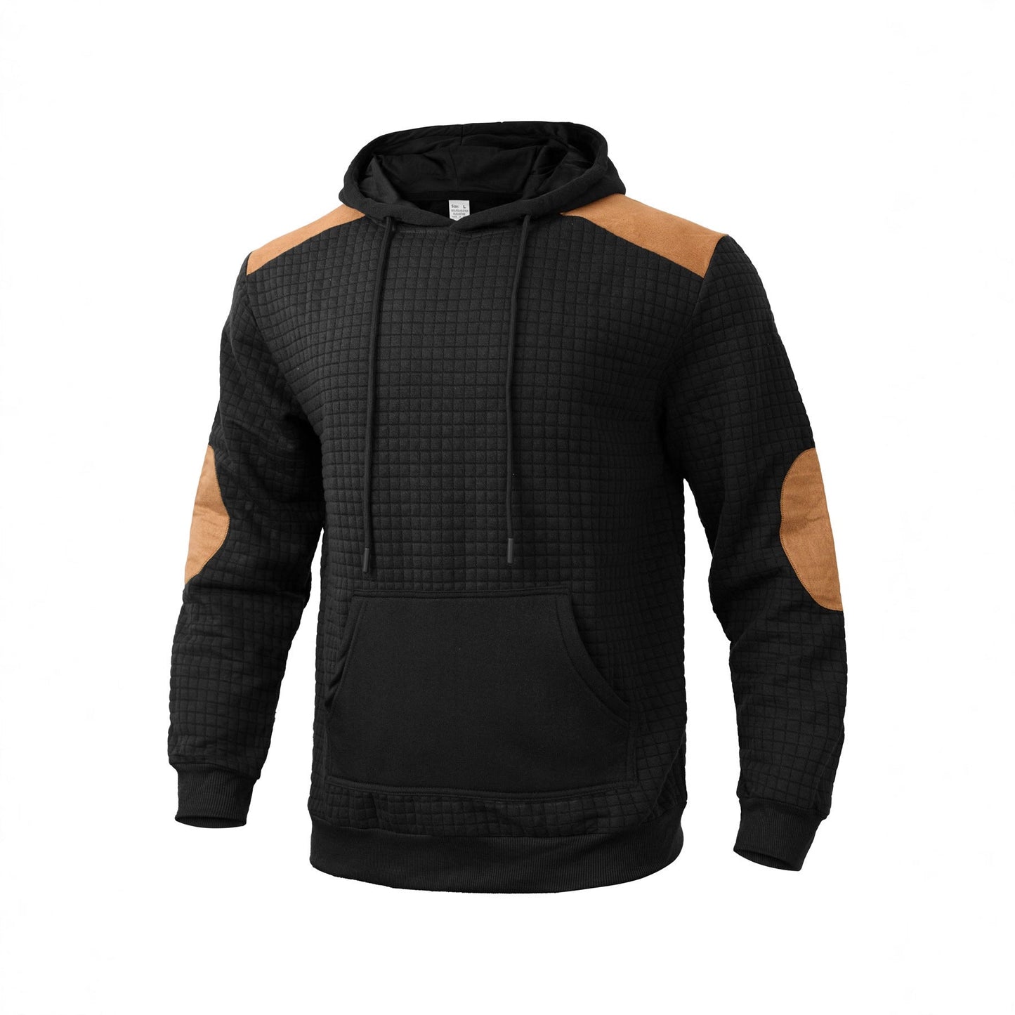 Herren Kapuzenpullover Modern mit Lederakzenten Schwarz