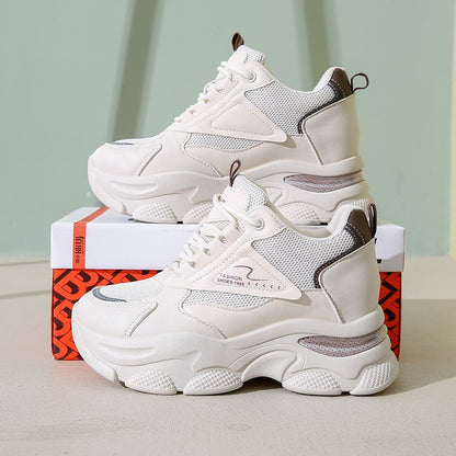 Damen Sneaker Dickes Profil Hochwertig Mesh Atmungsaktiv