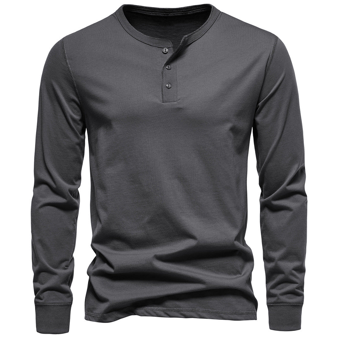 Herren Langarmshirt Mit Knöpfen Bequem Modern