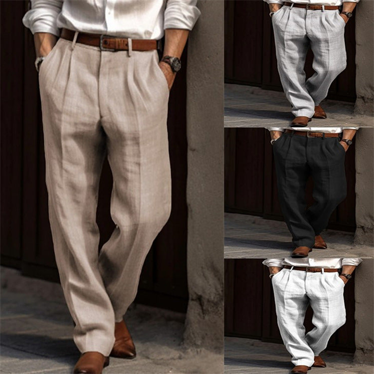 Herren Leinenhose Slim Fit 2 Taschen Elegant - BerlinGlamour