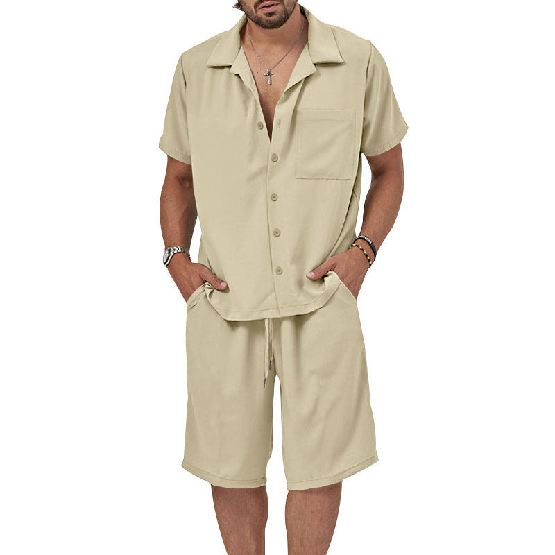 Herren Freizeit Set Kurzarmhemd Shorts Sommer