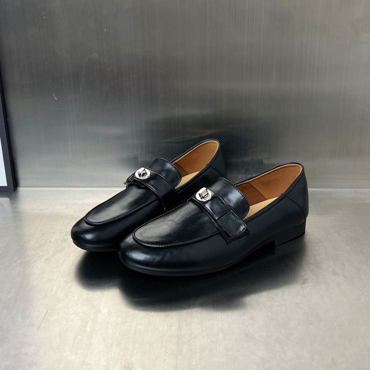 Damen Mokassins Elegante Kunstleder Schuhe Mit Schnalle