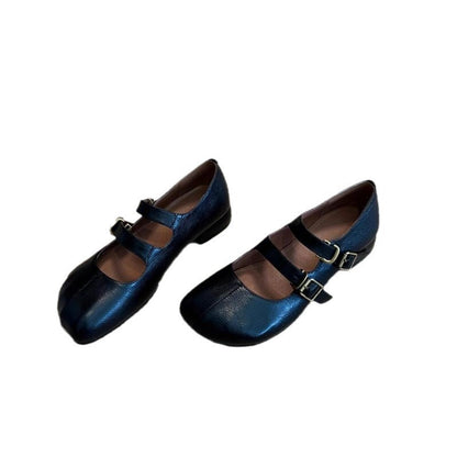Damen Ballerinas Elegante Schnallenverschluss Vegan Lederoptik
