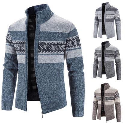 Herren Strickjacke Gemütlich Mit Kapuze Grau