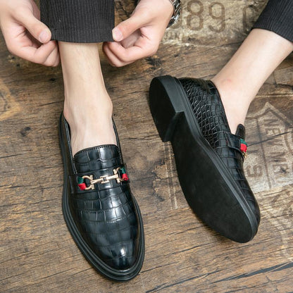 Herren Loafers Elegante Leder Schuhe Schwarz Modern